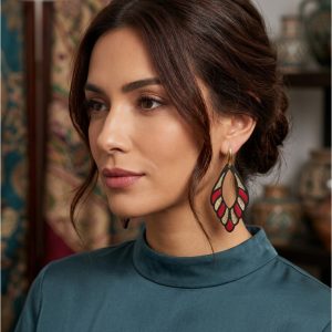 Boucles d'oreilles cuir rouge et or pailleté Zafira