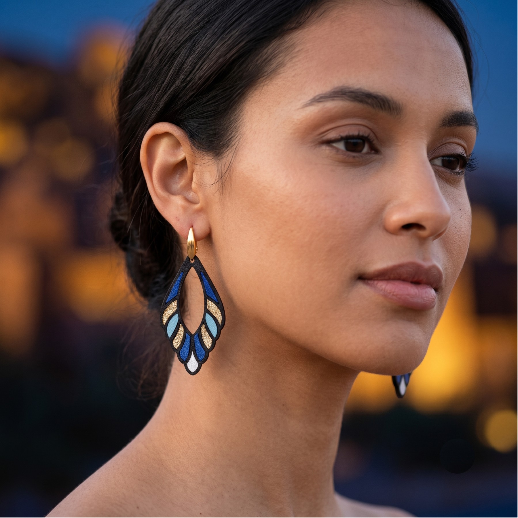 boucles d'oreilles cuir pendantes