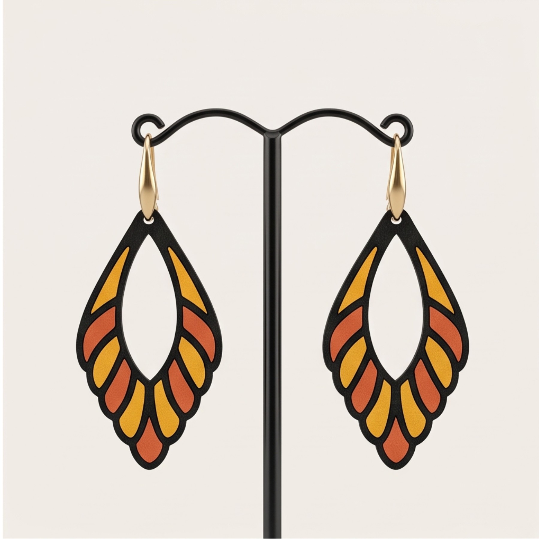 Boucles d'oreilles cuir terracotta et ocre flamboyant – Maruku, Terre Rouge d'Uluru – Image 2